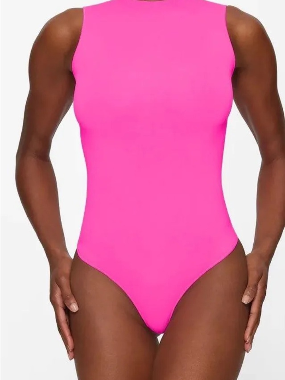 Skims High-Neck Women's Bodysuit One-Piece - Hot Pink